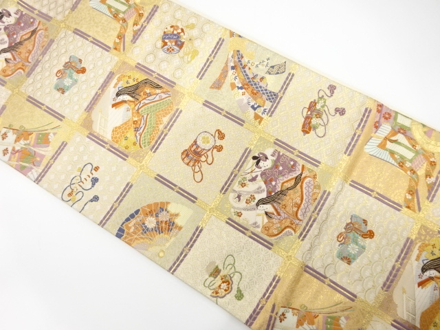 葉月物語絵巻模様織り出し　袋帯